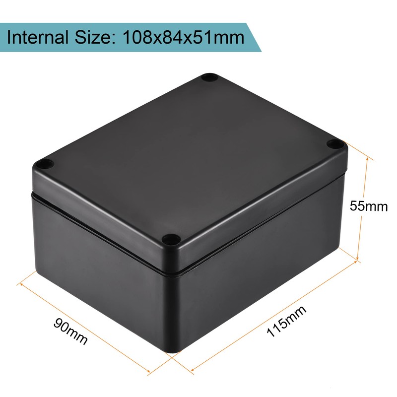 sourcing map Waterproof Junction Box ABS for Electrical Projects Black