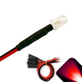 5mm 9v Pre-Wired Red LED - Ultra Bright (7v, 8v, 9v) (Pack of 50)