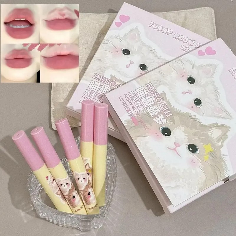 Set De Pintalabios Lip Mud, Caja Para Labios Con Polvo,