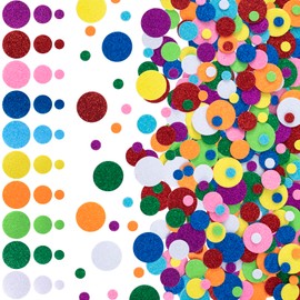 Pndeyo 480pcs Round Foam Stickers, Self-Adhesive Glitter Round Dot Decals, Colorful Wall Stickers Crafts for Scrapbooks Greeting Cards Christmas Birthday Party Festival Home School Decoration