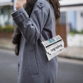 TENDYCOCO Women's White PU Fashion Handbag, Chain Leather Storage Print Bag, Unisex Shoulder Bag for Travel Storage Organizer