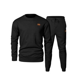 JMIERR Mens Knit Jacquard Track Suits 2 Piece Set Outfits Long Sleeve Pullover Sweatshirt & Running Joggers Sweatpants, Fall Tracksuit Sweatsuits Matching Lounge Sets, XL, Black