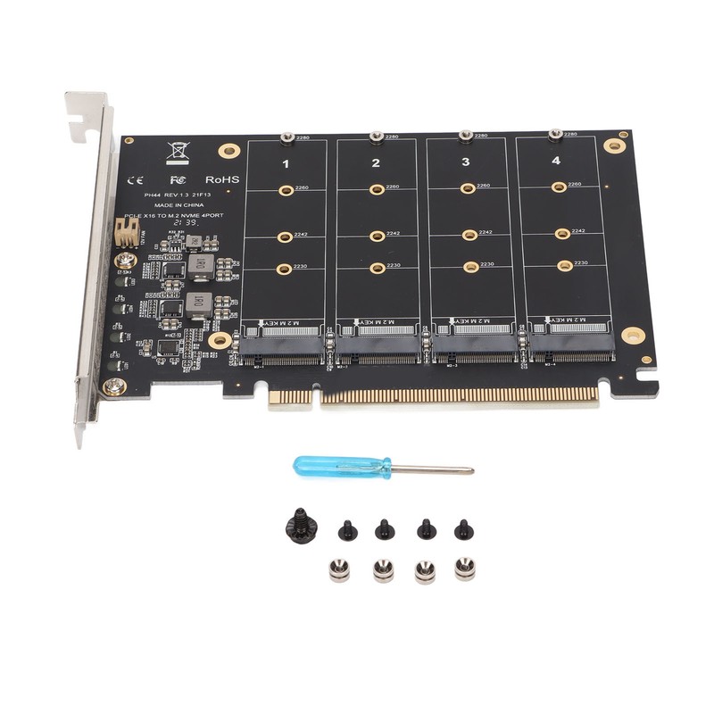 Adapter Card NVME M.2 to PCIE X16 4 Ports 32Gbps
