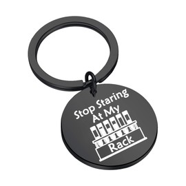 Funny Lab Week Lab Tech Gift Laboratory Technician Key Ring Stop Staring at My Rack for Medical Technologist Med Techs (Lab Tech Black Keychain)