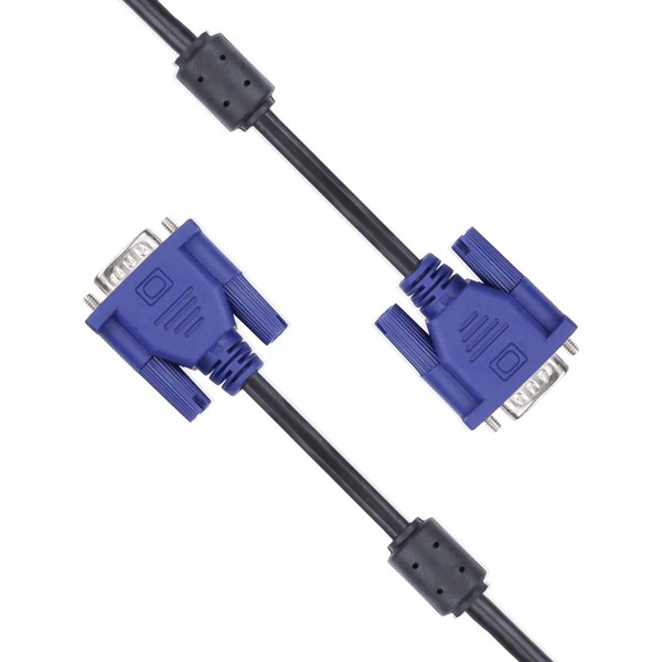 Display Cable, 5m VGA Cable, D-sub 15 Pin VGA Male to Male Cable Key Connector for LCD TV, Display, Projector, HDTV and More Black+Blue
