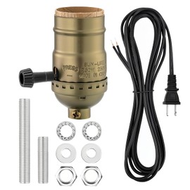 4-Stage Lamp Holder Replacement Kit, E26 Threaded Base, Turn Knob for Strong/Medium/Weak/Off Light Settings, Antique, Kit for Lamp Repair with 10ft Cord DIY Lamp (Vintage Brass Color)