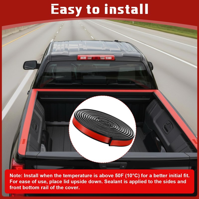 Joyfolk 24.6ft Truck Tonneau Cover Seal Truck Topper Seal with