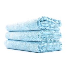 The Rag Company - Sport & Workout Towel - Gym, Exercise, Fitness, Spa, Ultra Soft, Super Absorbent, Fast Drying Premium Microfiber, 320gsm, 16in x 27in (3-Pack) (Light Blue)