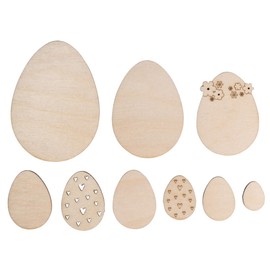 Rayher 64665505 Wooden Easter Eggs, 9 Pieces, 2 - 8 cm, Assorted, Natural Wood, FSC Certified, Table Decoration, Table Shaker, Easter Decoration