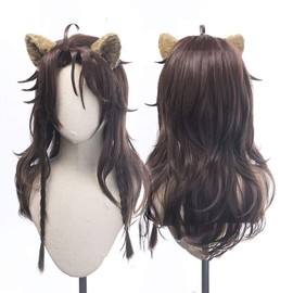 ABUNDANTDOODS Leona Kingscholar Cosplay Wig+Ears Leona Kingscholar Costume Accessory with Net and Comb Brown