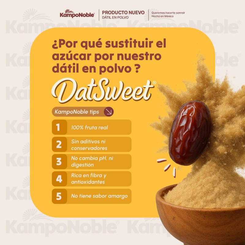 KampoNoble Dátil en Polvo Endulzante Natural sin Azúcar Refinada ni