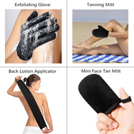 ANSPHIE 5 Pack Self Tanning Mitt Applicator Kit, Self Tan Glove, Face Tan Mitt, Back Lotion Applicator, Exfoliating Glove, Tanning Brush for Self Tanner Fake Bake Tan | STEUGO