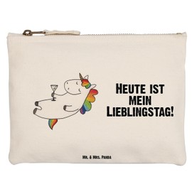 Parent-New - Mr. & Mrs. Panda M Makeup Bag Otter with Water Lily, White, Hand drawn