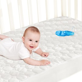 Biloban Crib Mattress Protector Pad Waterproof, Toddler Waterproof Crib Mattress Cover, Machine Washable & Dryer Fit Baby Toddler Bed Mattress Protector (Standard Size 52” x 28”), White