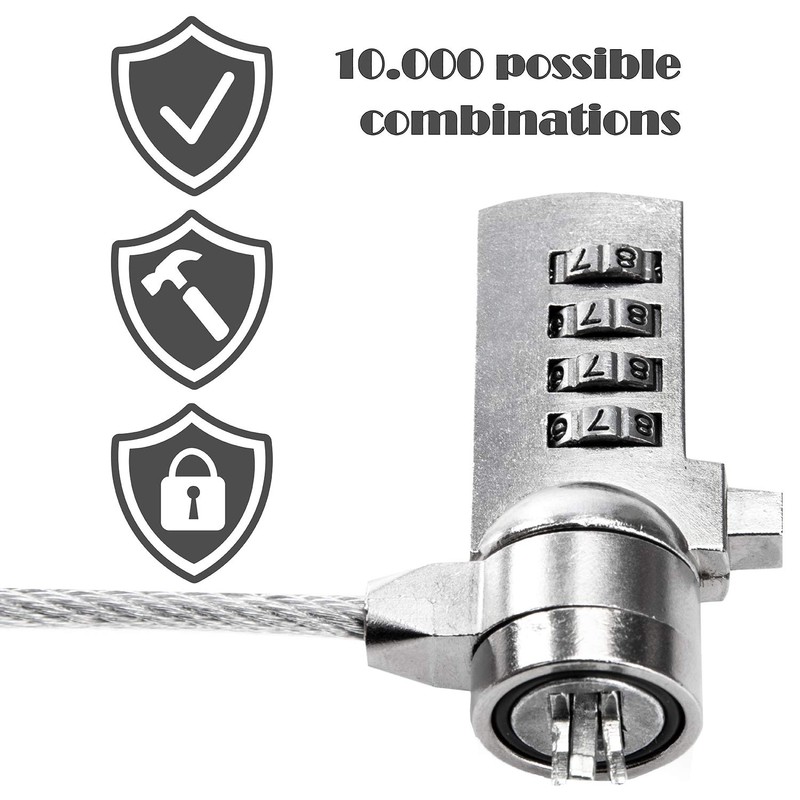 GOODS+GADGETS Cable Lock Steel Cable Kensington Combination Lock for Computer