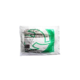 Shield Polythene Disposable Gloves and Oqard Cleansing Wipes (10 pack of gloves, Large)
