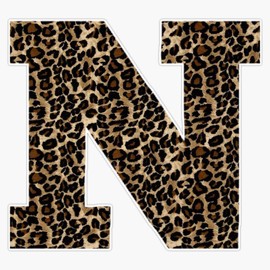 Leopard Letter - N Sticker Outdoor Rated Vinyl Sticker Decal for Windows, Bumpers, Laptops or Crafts 5"