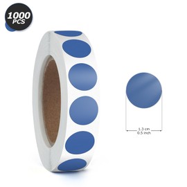 YIKIADA Blue Round Stickers 0.5 Inch Color Coding Dot Label Circle Waterproof Self-Adhesive File Classification Sticker Roll of 1000 Labels