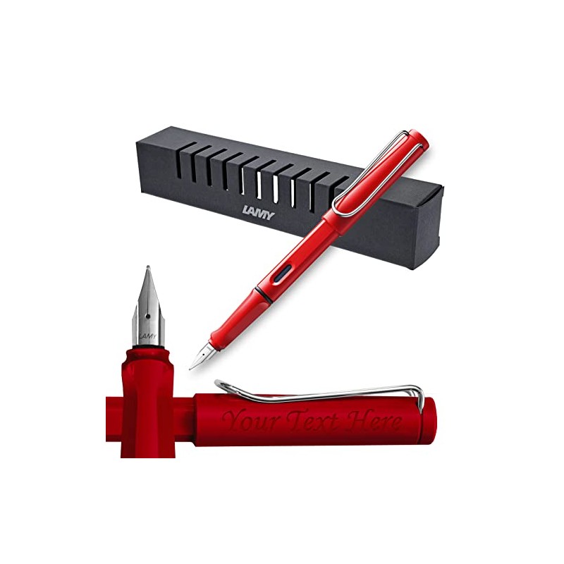 Lamy Engraved Fountain Pen Safari red Great gift for School