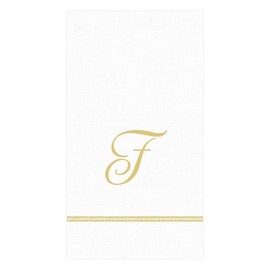 Caspari Hemstitch Script Paper Guest Towel Napkins in Letter F, 60 Napkins Included