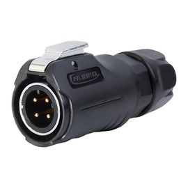 CNLINKO LP-12 4 Pin Connector IP68 Waterproof Circular Electrical Plug for Outdoor Equipment Solar Industrial Machinery DC 12V Flange Mount Metal-Reinforced Kit (4-Pin)