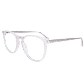 HONGYUN Women's Date Glasses, Fashionable Acetate Glasses, Transparent Frame, Ladies' Eyewear with Case, Silver