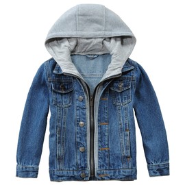 Boys Denim Hooded Jacket Coat Kids Children Zipper Windproof Hoodie Outerwear, Blue, Size 6-7 Years(Tag130)