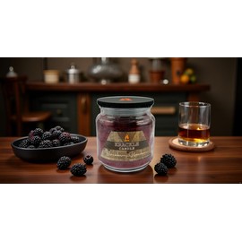 Krackle BlackBerry Bourbon Scented Candle | 16oz Jar | Long Burn | BlackBerry, Bourbon & Basil | Wooden Krackle Wick | Cozy Sophisticated Gift Candle