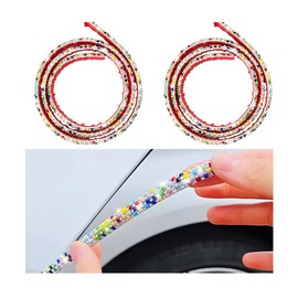 Zpana Bling Car Door Edge Guards, 2PCS 8.2FT Diamond Rhinestone Anti Scratch Vehicle Door Seal Strip Trim, Flexible Weather Resistance Auto Door Edge Protector, Universal Fit (Multicolor)