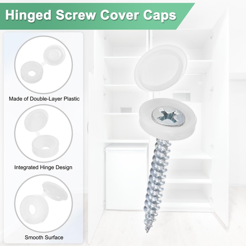 M METERXITY 100-Pack Plastic Hinged Screw Cover Caps, 3mm Shutter