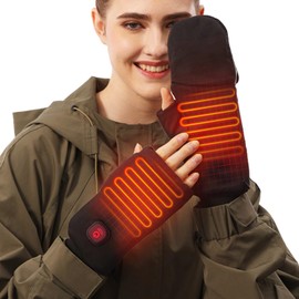 Rechargeable Electric Gloves for Women & Men, Touchscreen Fingerless Gloves for Winter, Heated Hand Warmers