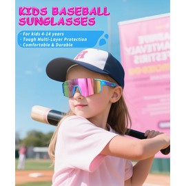 QALLY 3 Pack Kids Sunglasses Youth Baseball Softball Sunglasses for Girls Boys Age 4-14 UV Protection Sports Kids