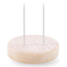 JELUTAR Wooden Doll Stand with Dual Needles, Round Base 1P, Display Your Optimistic Pickle Avocaod Bee Owl Standing Holders