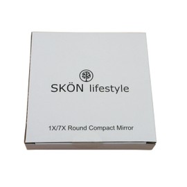 Skön Lifestyle Jessy - Espejo de viaje (7 x 4 pulgadas, espejo compacto de vidrio de 10 cm, fuerte aumento de 7 aumentos y espejo tradicional, apertura completa de 180 grados, fácil de abrir y cerrar), Blanco