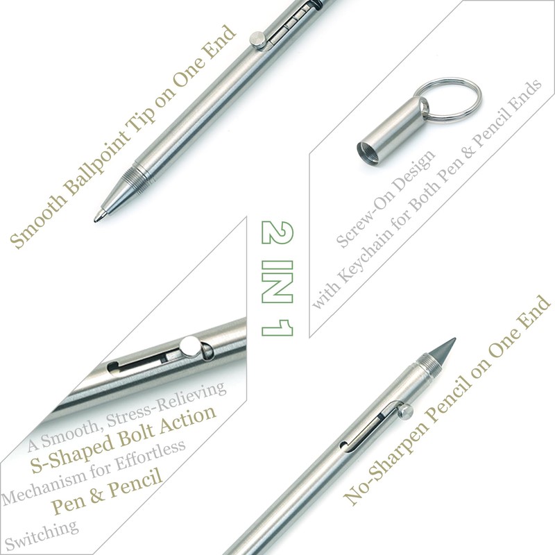 ESSSO Mini 2 in 1 Bolt Action Pen, Pocket Size