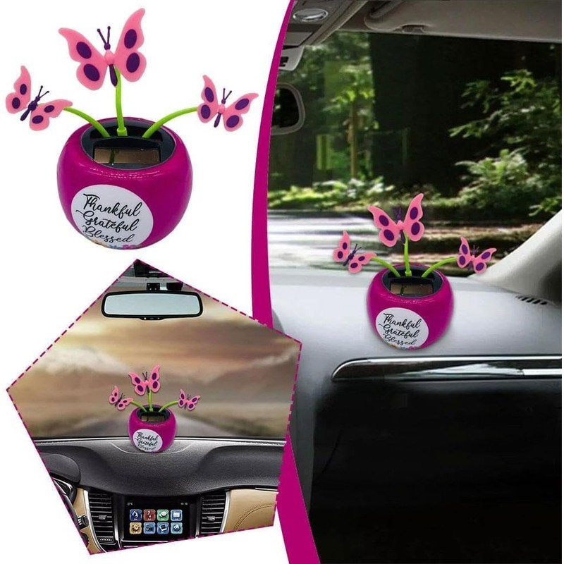 Red Bug Solar Powered Dancing Flower for Car, Car Windowsill