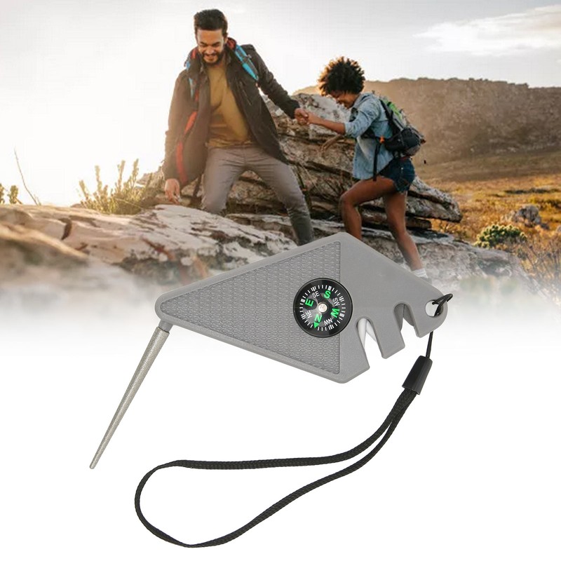 2PCS 6 in 1 Outdoor Knife Sharpener with Compass Survival