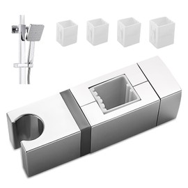 Adjustable Shower Bracket, No Drilling Slip-On Design Shower Head Holders, 360° Angle Adjustment Holder Accessories Fits 4 Rail Sizes (18x30, 22x22, 25x25, 30x15mm)