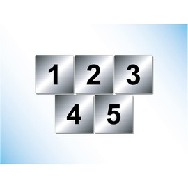 The Sign Studio – 4” x 4” – Exam Room Numbers 1-5 (NO Braille) Room Identification Signs Used for Exam Rooms, Offices, addresses and More – (Brushed Silver/Black)