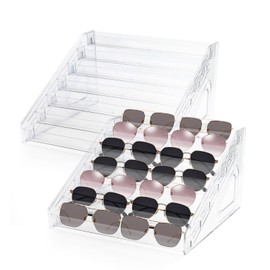 Betinyar 2Pcs Premium Sunglass Organizer Stand,7 Tier Acrylic Holder for Glasses, Nail Polish Display Rack, Organizer for Organizing Sunglasses, Cosmetics, Nail Polish (2 Set)