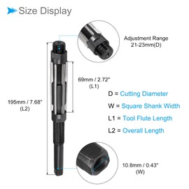 CoCud Hand Reamer, 21-23mm Cutting Diameter 6 Flutes, High Speed Steel Adjustable Milling Cutter Tools - (Applications: for Aluminum Iron)