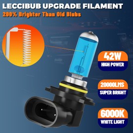 LECCIBUB Fog Light Bulbs Fit For Hyundai Veracruz 2007-2012, 9006 Fog Lights Halogen Bulb, 6000K White Light, Plug and Play, Pack of 2