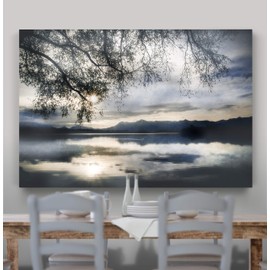 Renditions Gallery Nature Decoration for Home Winter Sunset View of Lake Mountains Modern Artwork Prints for Kitchen Office Wall Hanging - 32"X48" LT08