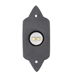 A29 Black Powder Coat Decorative Doorbell Button – 3 3/4" x 1 5/8" Antique Style Cast Iron Construction with Recess Mount – Supports Two-Wire Chimes, Mid-Century Look, Durable and Easy to Install