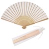 SL crafts 50pcs Imitated Silk Hand Fan Silk Fabric Bamboo