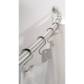 iDesign 78970-RB21 Curved Metal Shower Curtain Rod, Adjustable Customizable Curtain Rod for Bathtub, Stall, Closet, Doorway, 41-72 Inches, Brushed Stainless Steel