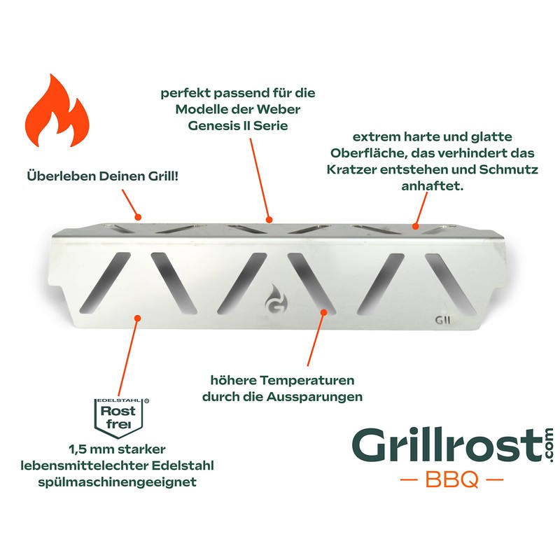 Grillrost.com Das Original Heat Reflector for Weber Genesis II -