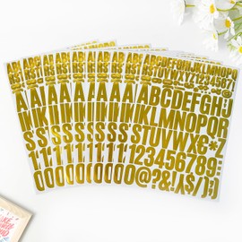 Yoksas 10 Sheets Golden Letters Number Stickers - 1020Pcs Self Adhesive Waterproof 0.8 & 1.10 Inch Alphabet Stickers for Graduation Cap,Craft Supplies,Sign, Mailbox,Tumblers,Scrapbook