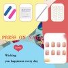 Short Flower Press on Nails Square Pink Fake Nails with