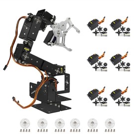 diymore Robotic Arm Kit ROT3U 6DOF Aluminium Mechanical Robotic Clamp Claw Kits for Boys & Girls to Learn Programming/Science/Techology, with MG996R Metal Gear Servo Motor,Ideal